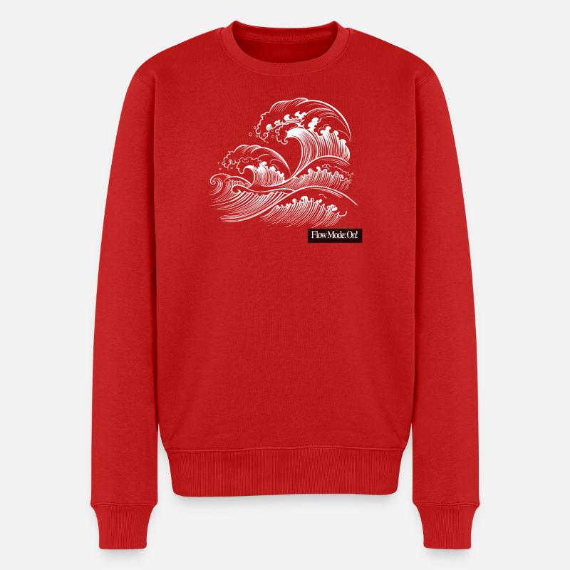 Wellen Ukiyoe-Linie schweben - Männer Premium Bio Pullover - Rot