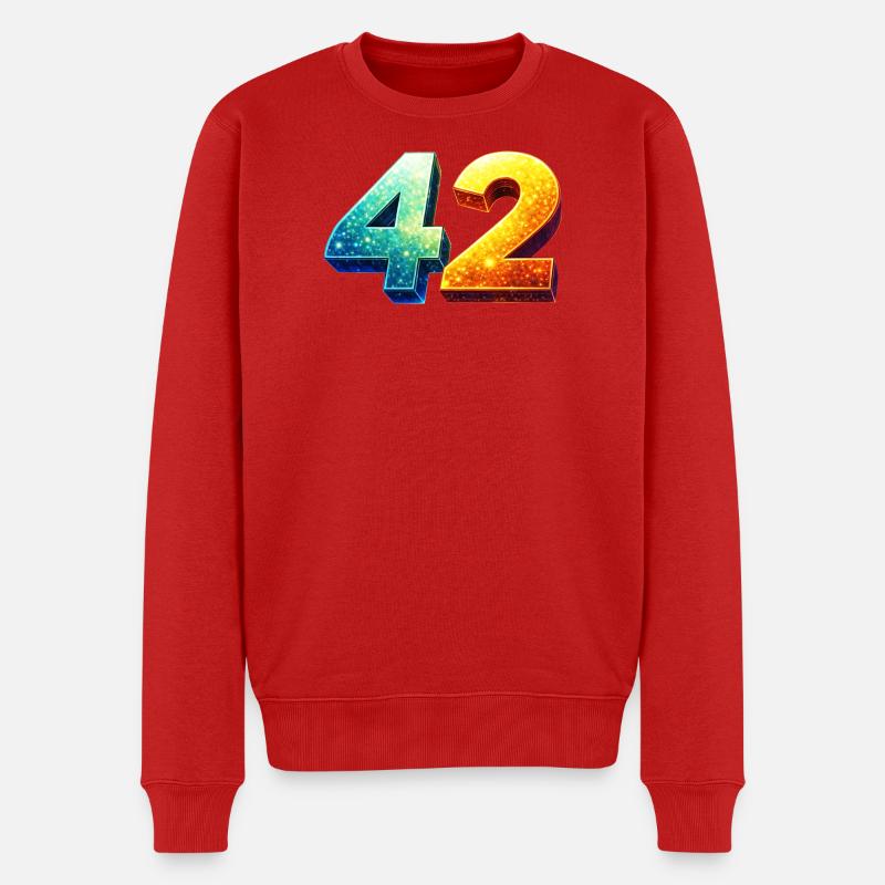 42 Cosmic Number – Nerd & Sci-Fi Design - Männer Premium Bio Pullover - Rot
