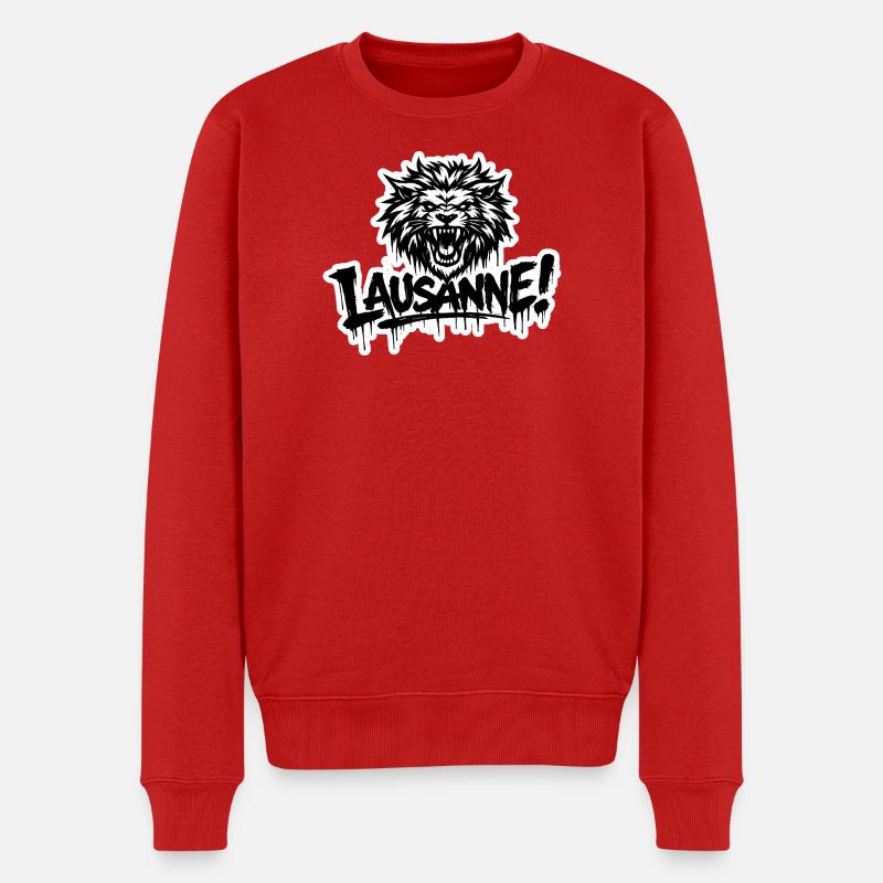 Lausanne Lion - Männer Premium Bio Pullover - Rot