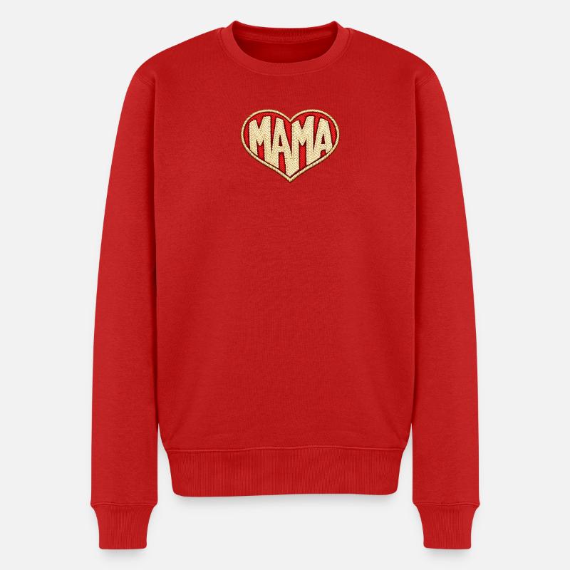 Mama Herz - Männer Premium Bio Pullover - Rot