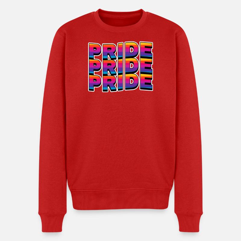 Pride Regenbogen Schriftzug - Männer Premium Bio Pullover - Rot