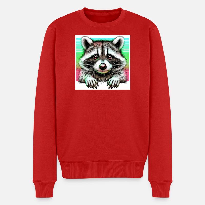 Waschbär - Männer Premium Bio Pullover - Rot