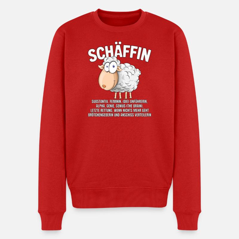 Schäffin - Alpha Schaf als Chefin - Männer Premium Bio Pullover - Rot