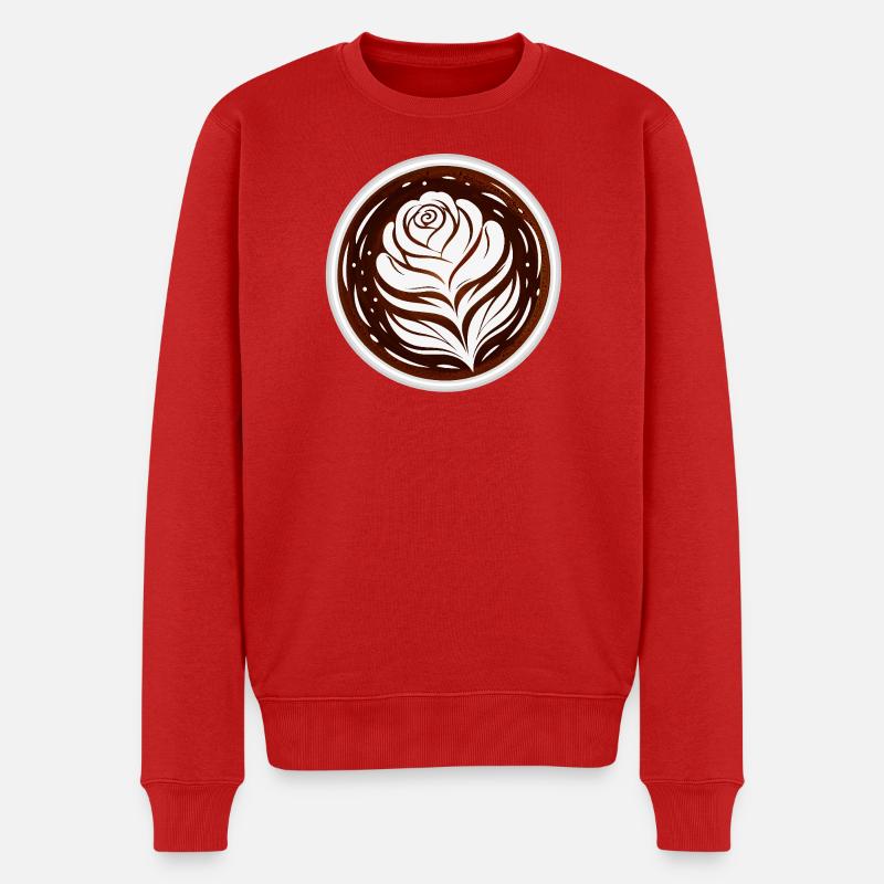 Latte Art Rose Cappuccino Design - Pull Premium bio Homme - rouge