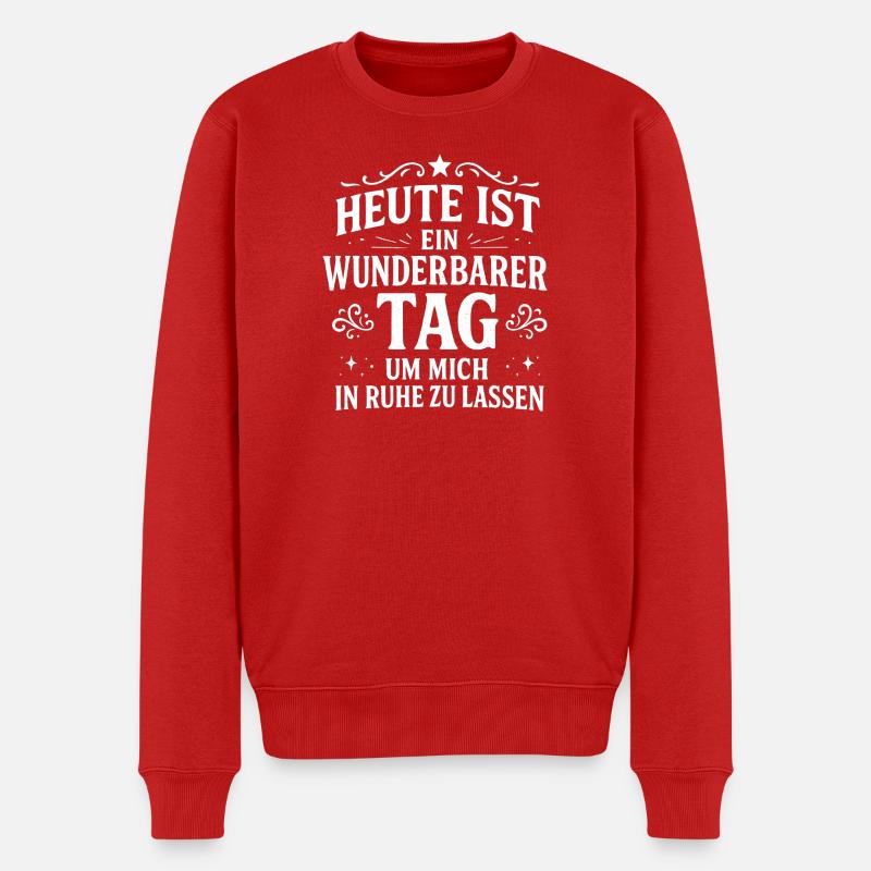 Lass mich in Ruhe Statement Spruch - Männer Premium Bio Pullover - Rot