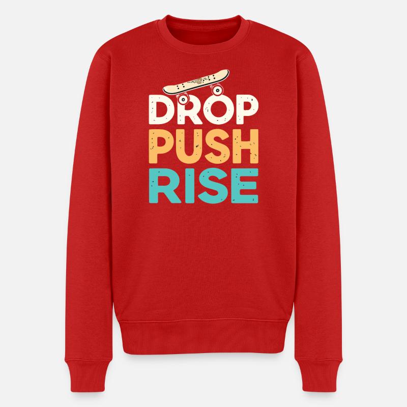 Drop Push Rise Skateboard Rétro - Pull Premium bio Homme - rouge