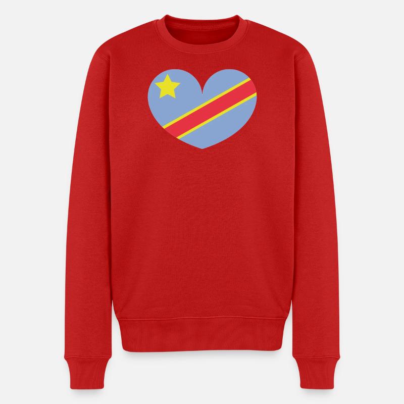 Drapeau du cœur du Congo - Pull Premium bio Homme - rouge
