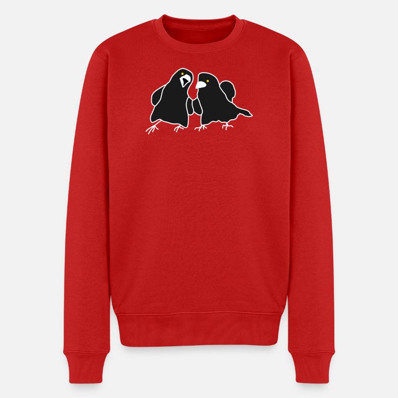 Minimalistisches Raven-Duo - Männer Premium Bio Pullover - Rot