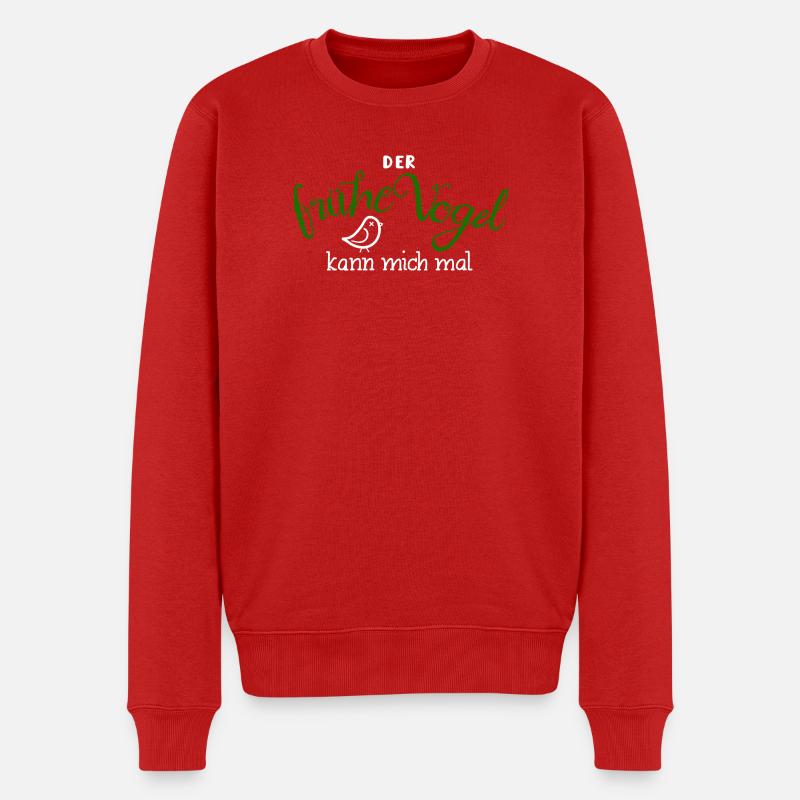 Der frühe Vogel - grün weiss - Männer Premium Bio Pullover - Rot