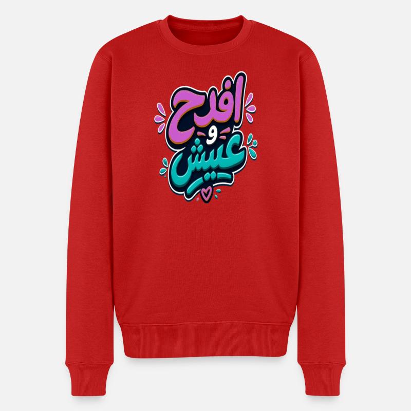 افرح و عيش | Arabisch-tunesisches Zitat - Männer Premium Bio Pullover - Rot