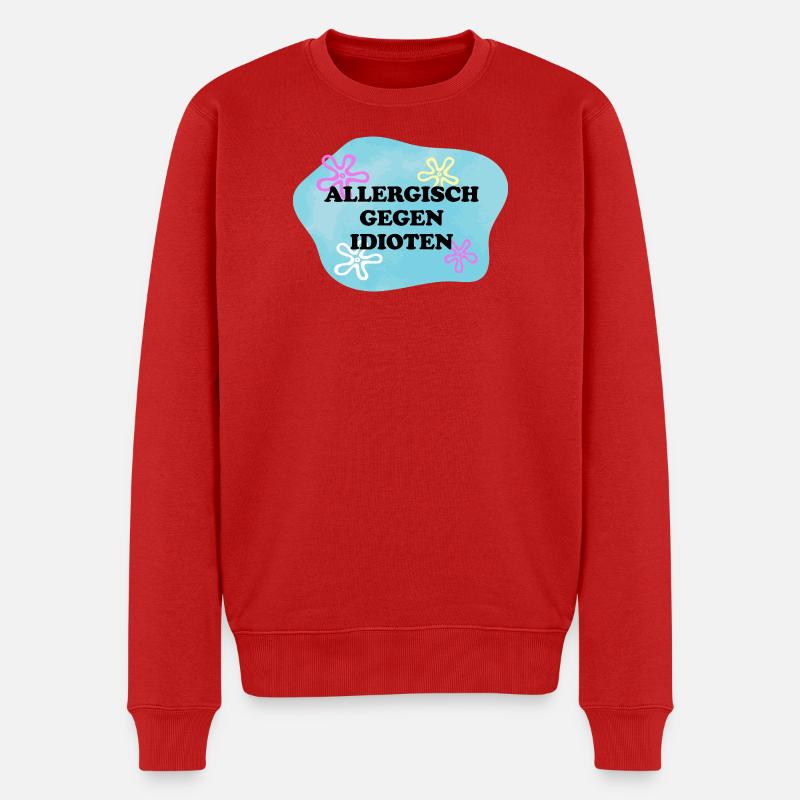 Allergisch gegen Idioten | Sarkasmus Retro Meme - Männer Premium Bio Pullover - Rot