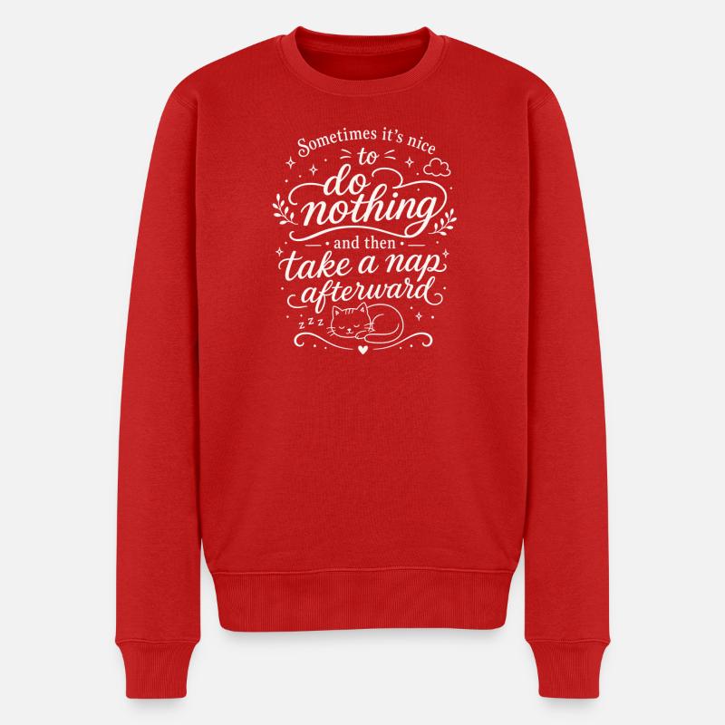 Mach ein Nickerchen - Männer Premium Bio Pullover - Rot