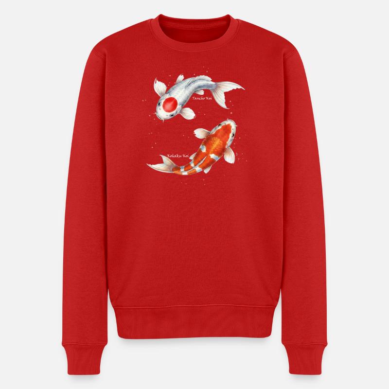 Tancho & Kohaku – Koi Glücksfische - Männer Premium Bio Pullover - Rot