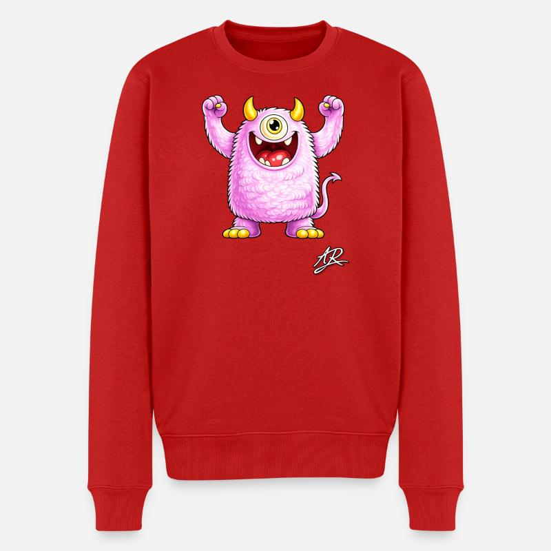 Weiches lila Monster - Männer Premium Bio Pullover - Rot