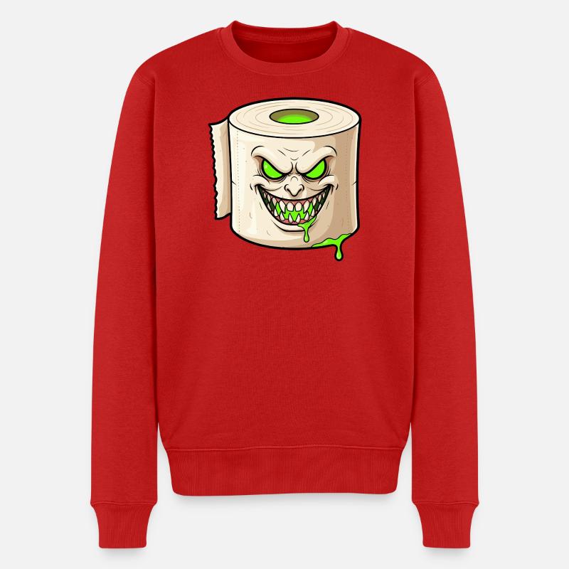 Gruselige Monster-Rolle mit Slime-Grinsen - Männer Premium Bio Pullover - Rot
