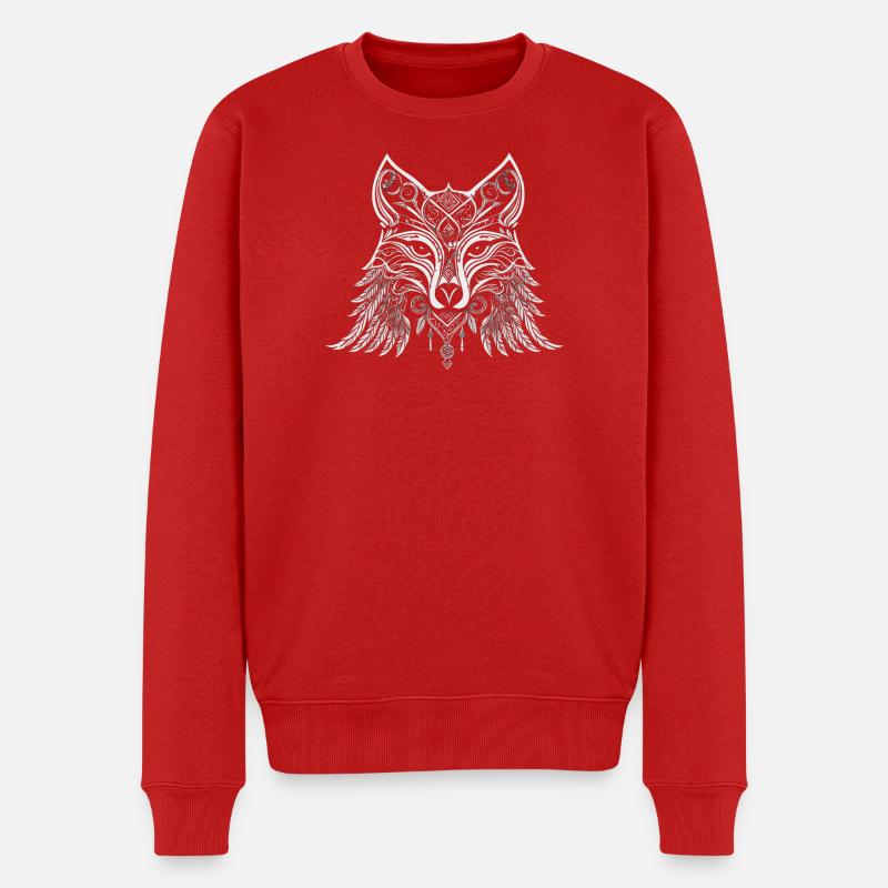 Nordischer Wolf Mandala - Wikinger Design - Männer Premium Bio Pullover - Rot