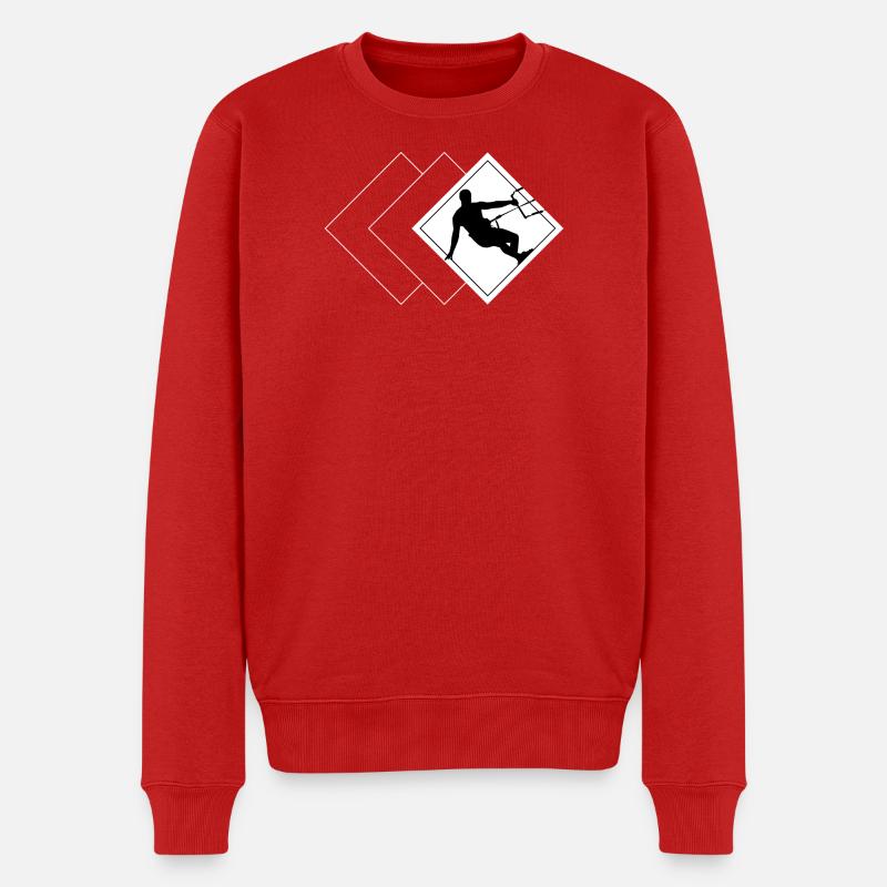 quadrat_kitesurfer_weiss - Männer Premium Bio Pullover - Rot