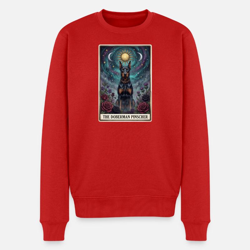 Doberman Pinscher Starry Sky Tarot - Pull Premium bio Homme - rouge