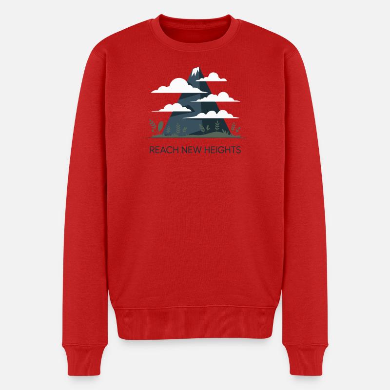 Graphique Reach New Heights Mountain - Pull Premium bio Homme - rouge