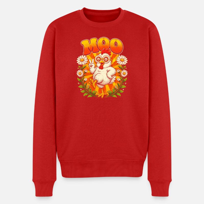 Sonnenhuhn Peace-Motiv - Männer Premium Bio Pullover - Rot