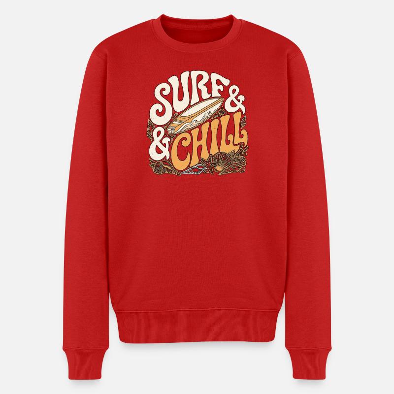 Surf And Chill - Männer Premium Bio Pullover - Rot