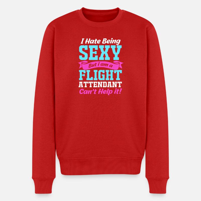 Stewardess Flugbegleiter - Männer Premium Bio Pullover - Rot