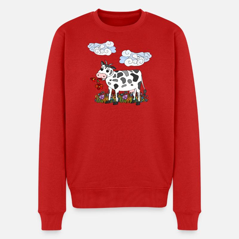 Kuh - Männer Premium Bio Pullover - Rot