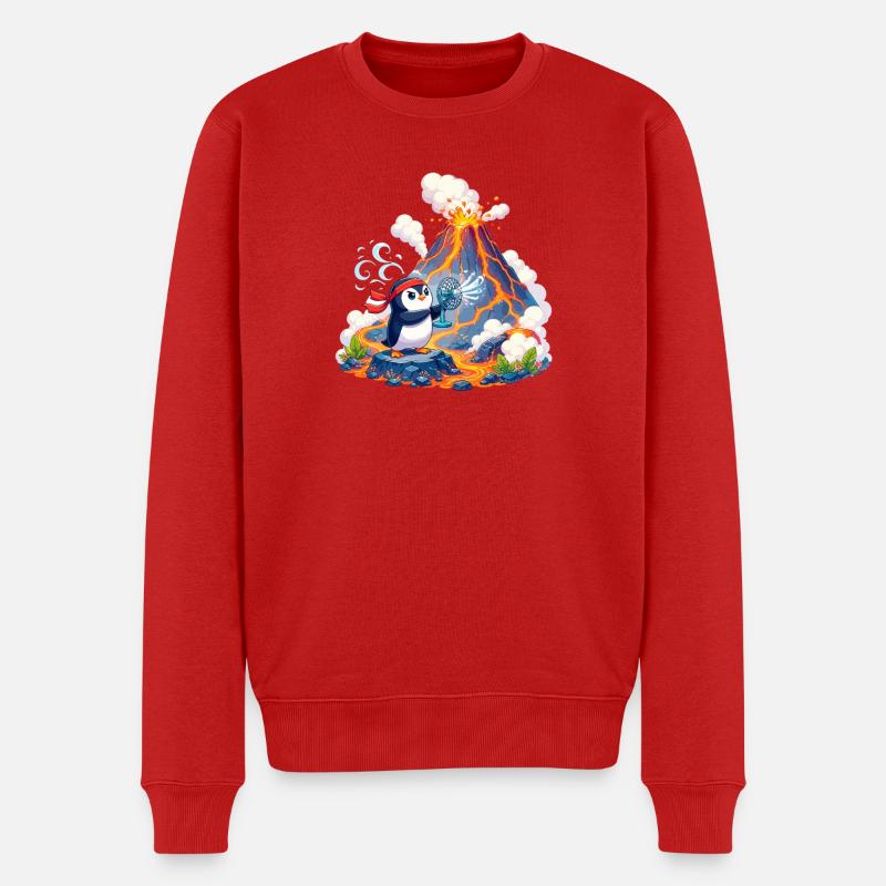 Lava Penguin avec Éventail - Pull Premium bio Homme - rouge