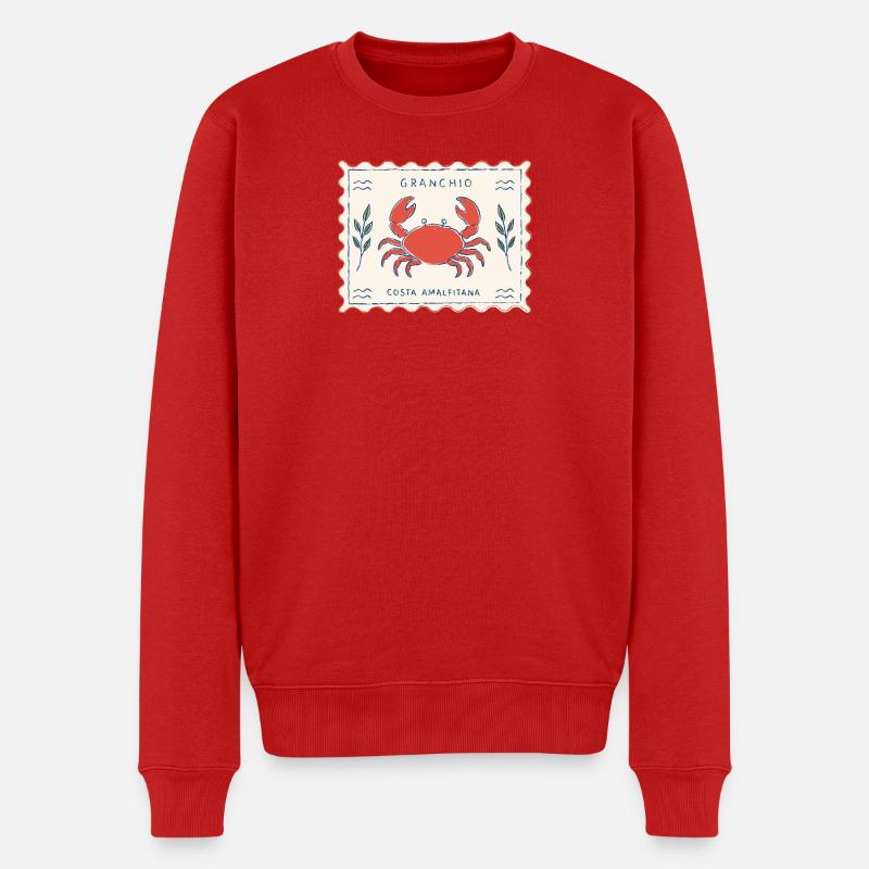 Amalfi-Krabben-Stempelkunst - Männer Premium Bio Pullover - Rot