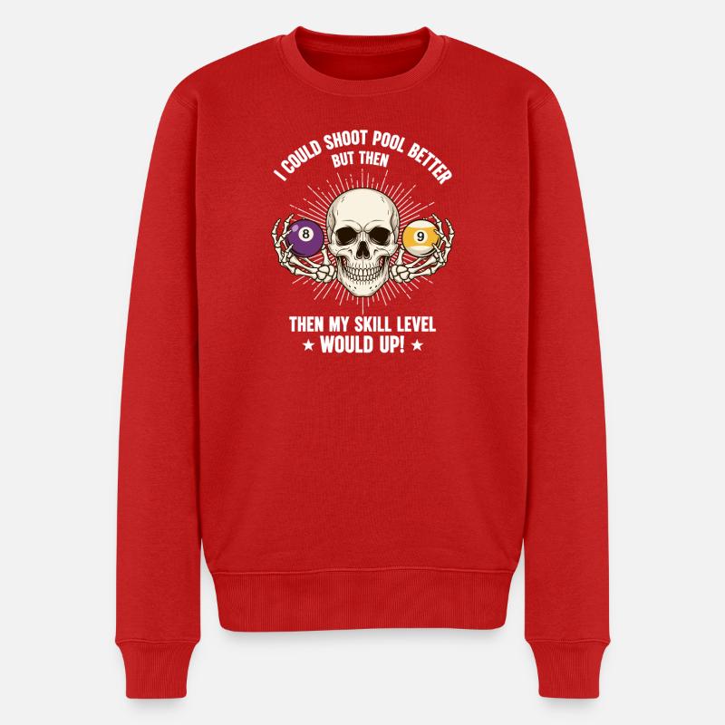 Billiard-Schädel-Billard-Billard-Tisch - Männer Premium Bio Pullover - Rot