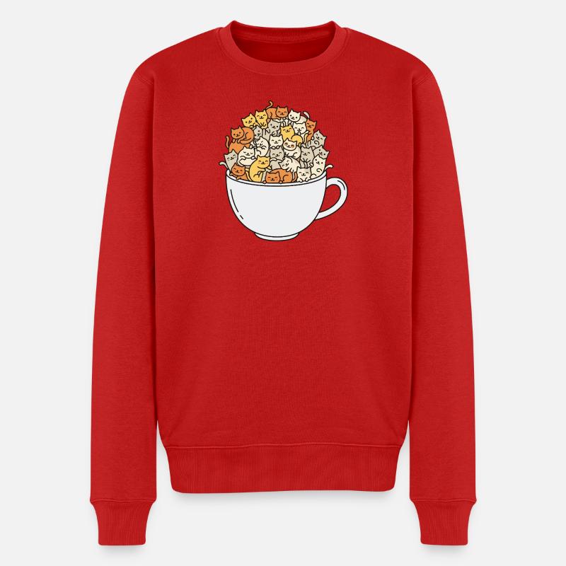 Teetasse voller süßer Katzen - Männer Premium Bio Pullover - Rot