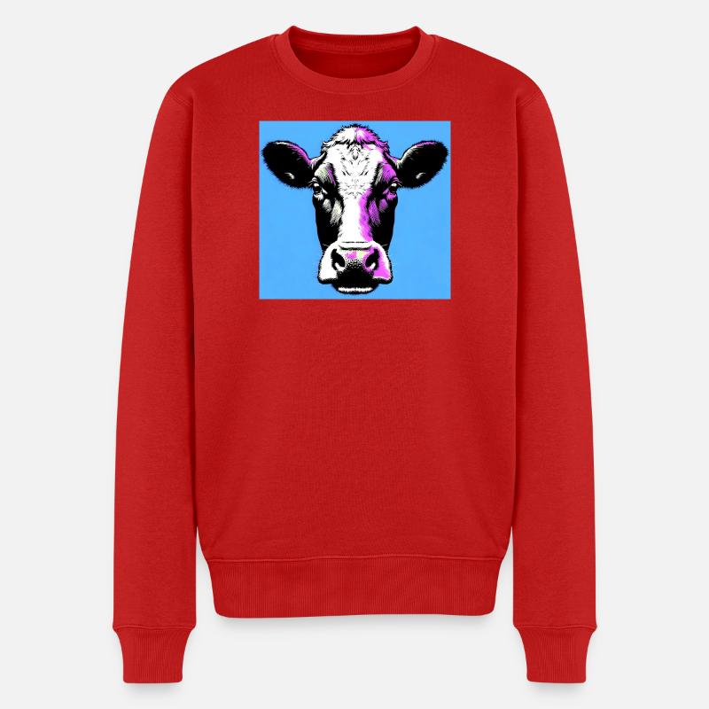 Kuh - Männer Premium Bio Pullover - Rot