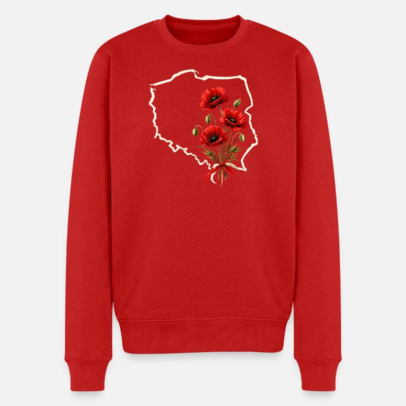 Polnische Mohnkarte - Männer Premium Bio Pullover - Rot