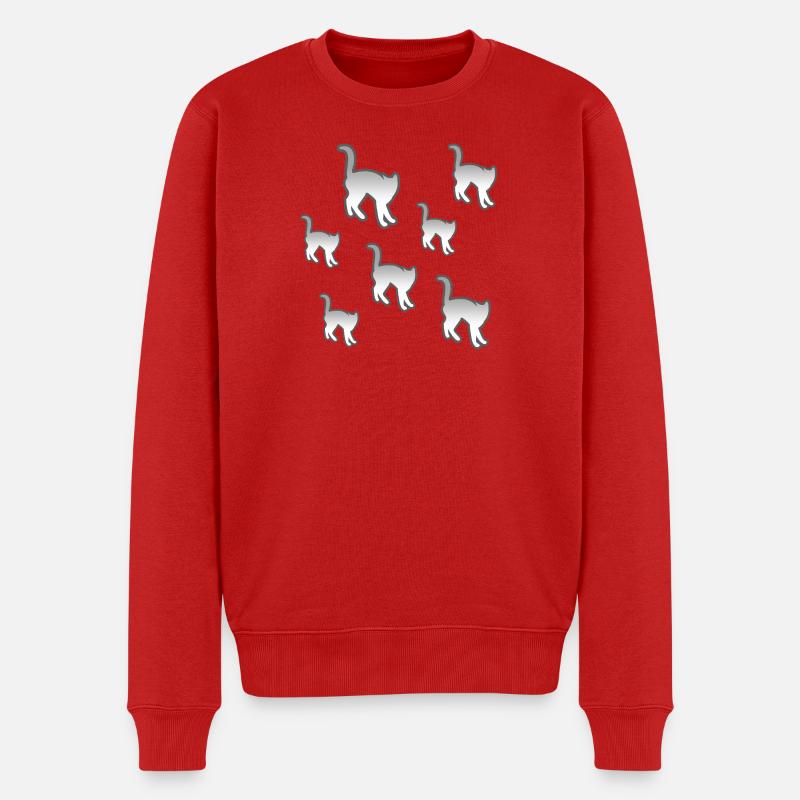 Katzen - Männer Premium Bio Pullover - Rot