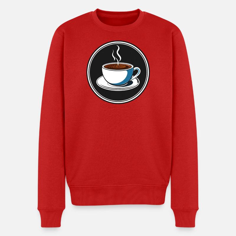 Kaffeetasse Rundlogo Illustration - Männer Premium Bio Pullover - Rot