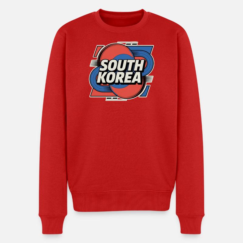 South Korea - Männer Premium Bio Pullover - Rot