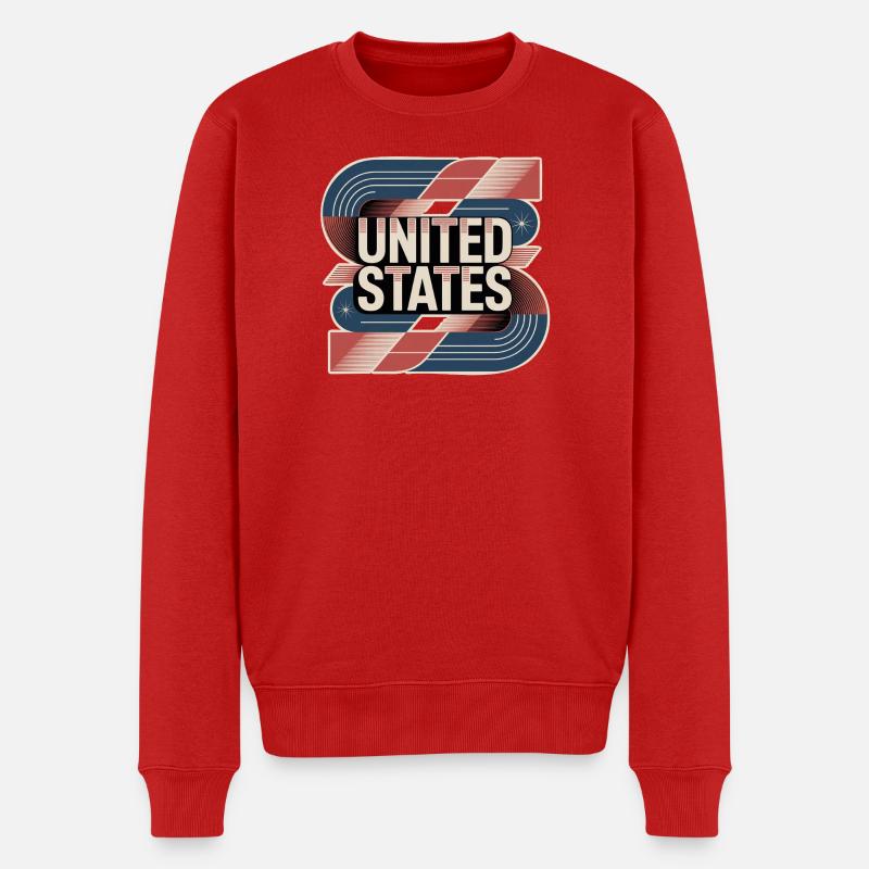 United States  - Männer Premium Bio Pullover - Rot
