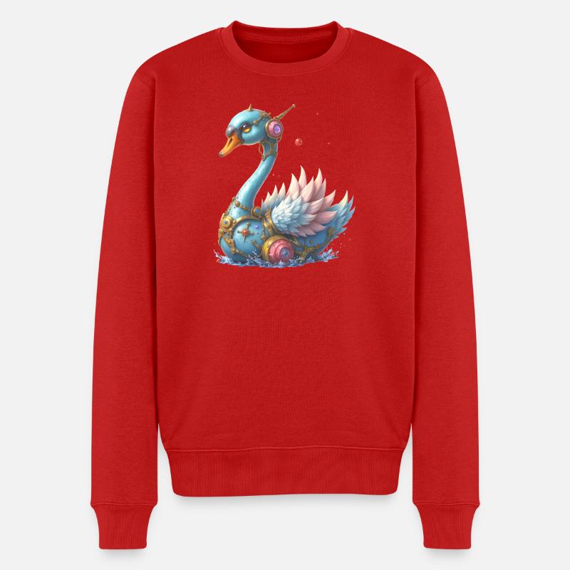 Blauer Mechanischer Schwan - Männer Premium Bio Pullover - Rot