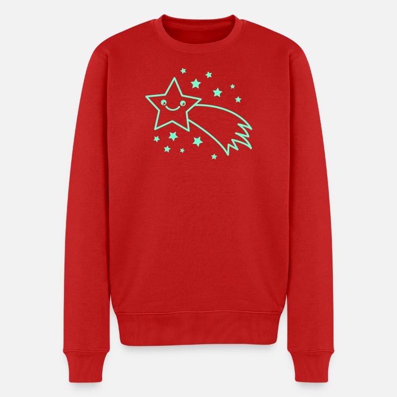 Lächelnder Sternenkomet - Männer Premium Bio Pullover - Rot