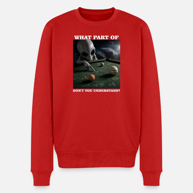 Billard-Physik-Alien-Nerd-Billardspieler - Männer Premium Bio Pullover - Rot