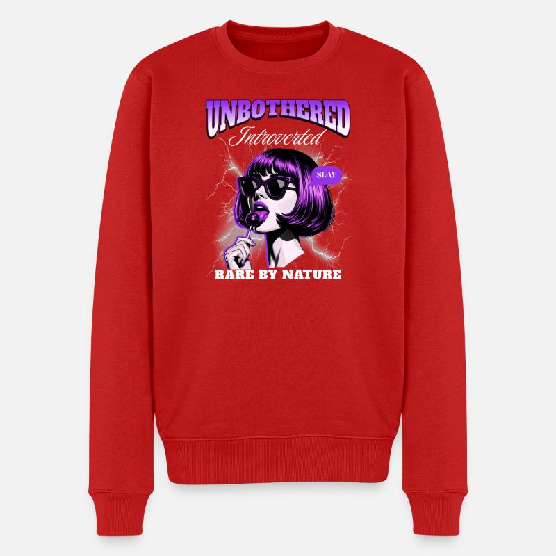 Introvert unbothered - Männer Premium Bio Pullover - Rot