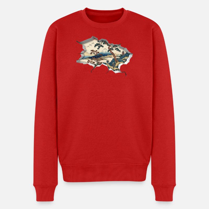 Japanische Kunst - Männer Premium Bio Pullover - Rot