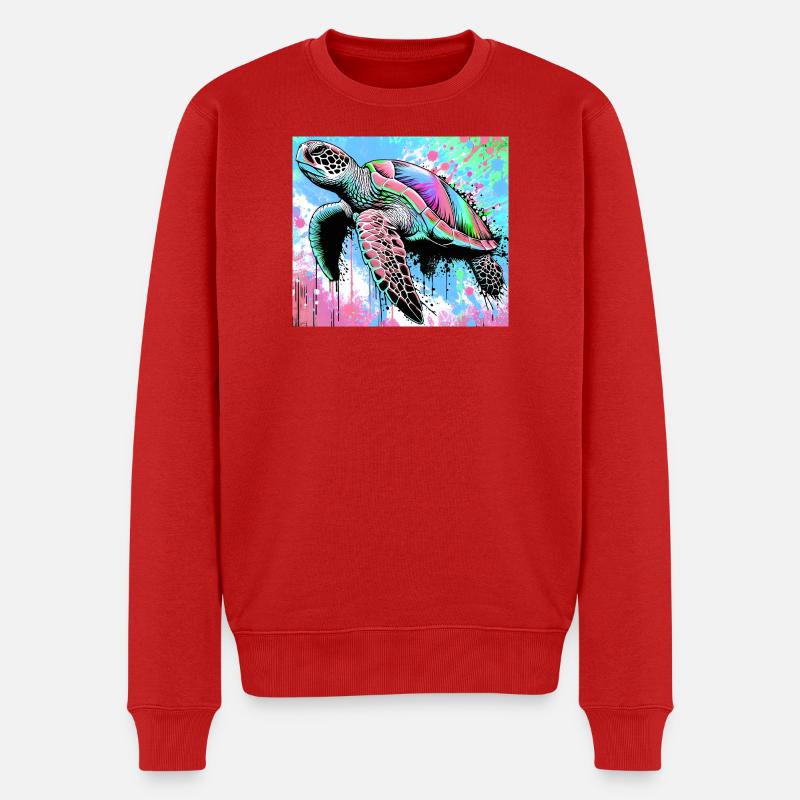 Schildkröte - Männer Premium Bio Pullover - Rot