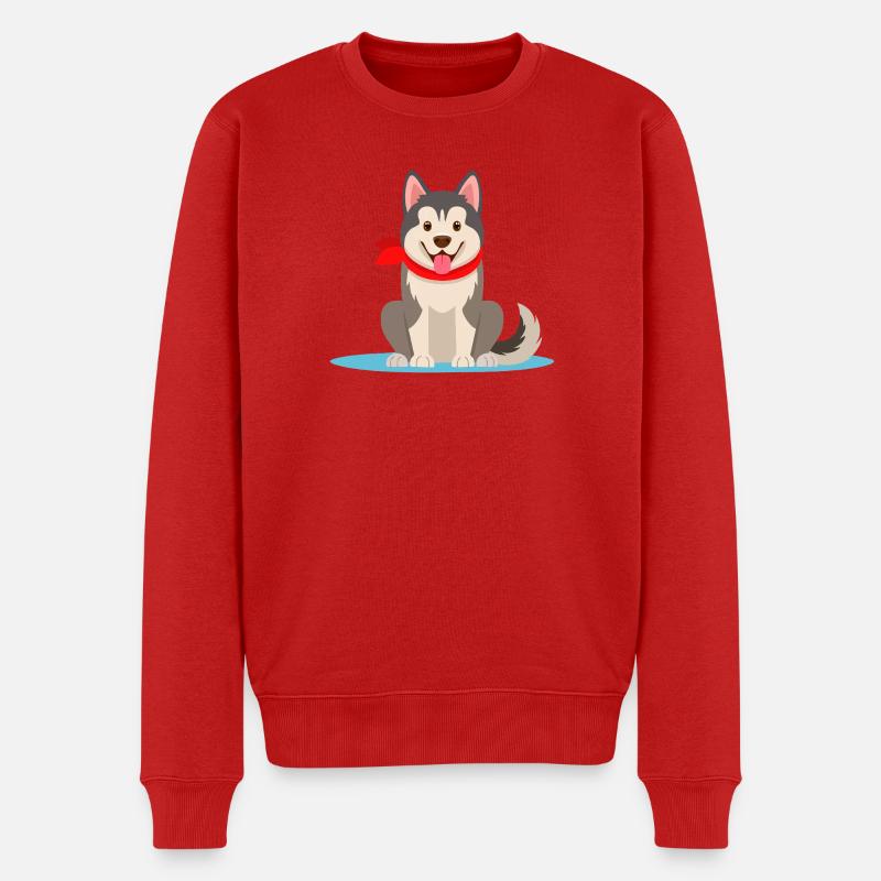 Alaskan-Malamute (Comic) - Männer Premium Bio Pullover - Rot