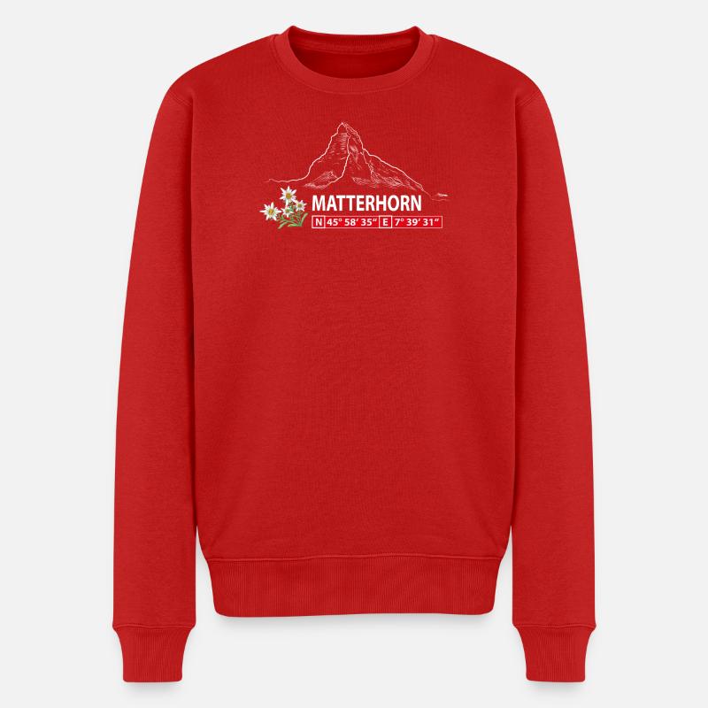 Cervin avec Edelweiss et GPS - Pull Premium bio Homme - rouge