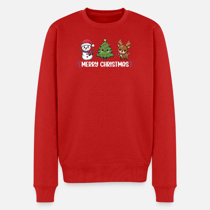 Trio de Noël mignon - Pull Premium bio Homme - rouge