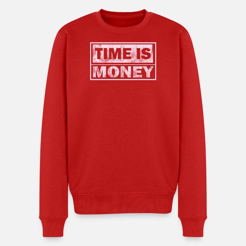 Zeit ist Geld-Grafiken - Männer Premium Bio Pullover - Rot