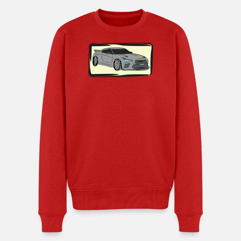 Sportwagen Neon Silhouette - Männer Premium Bio Pullover - Rot
