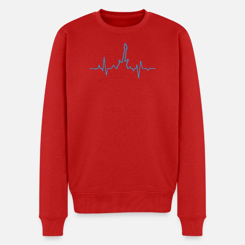 E-Gitarre Herzschlag Gitarre - Männer Premium Bio Pullover - Rot