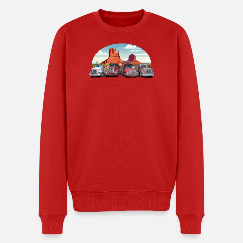 Sattelschlepper, Trucks auf dem Highway - Männer Premium Bio Pullover - Rot